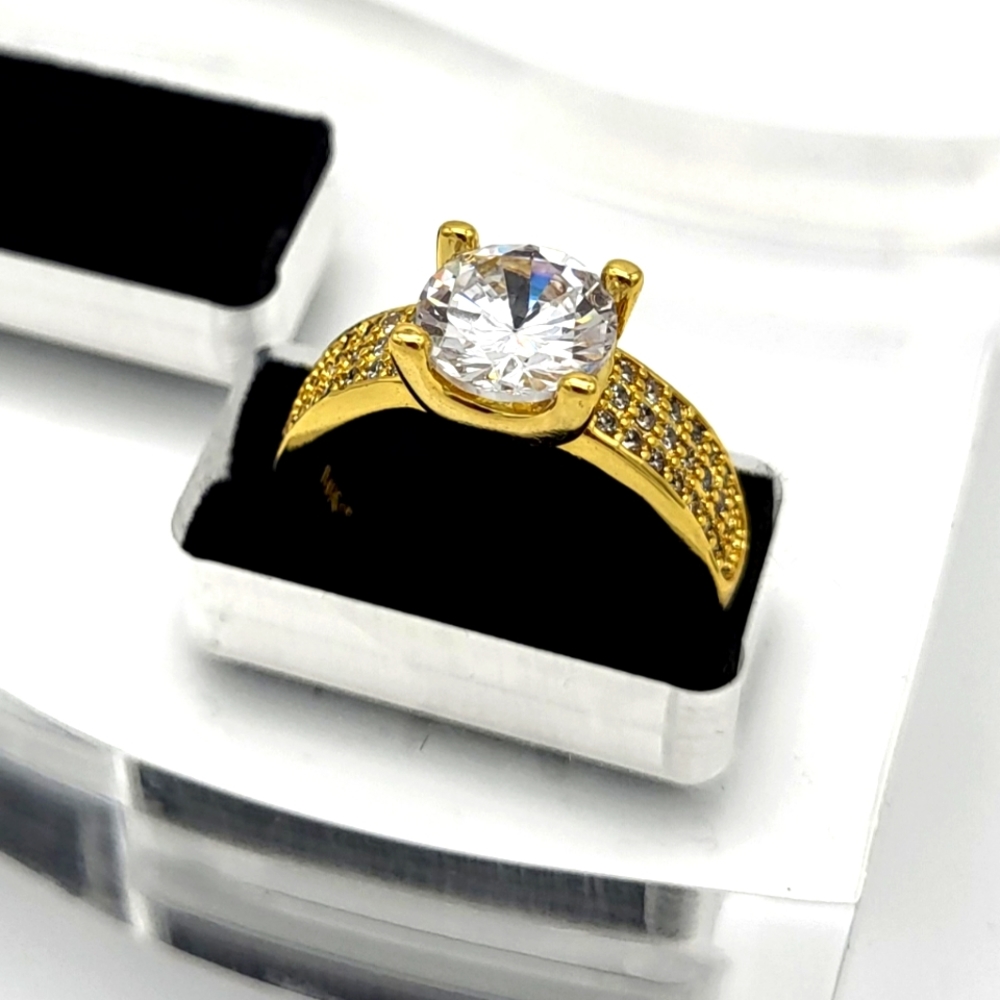 18k rolled gold plated zirconia crystal ring